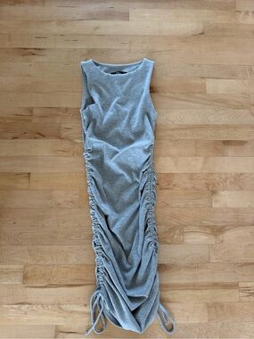 Lulu's Ruched Sleeveless Grey Maxi Dress
